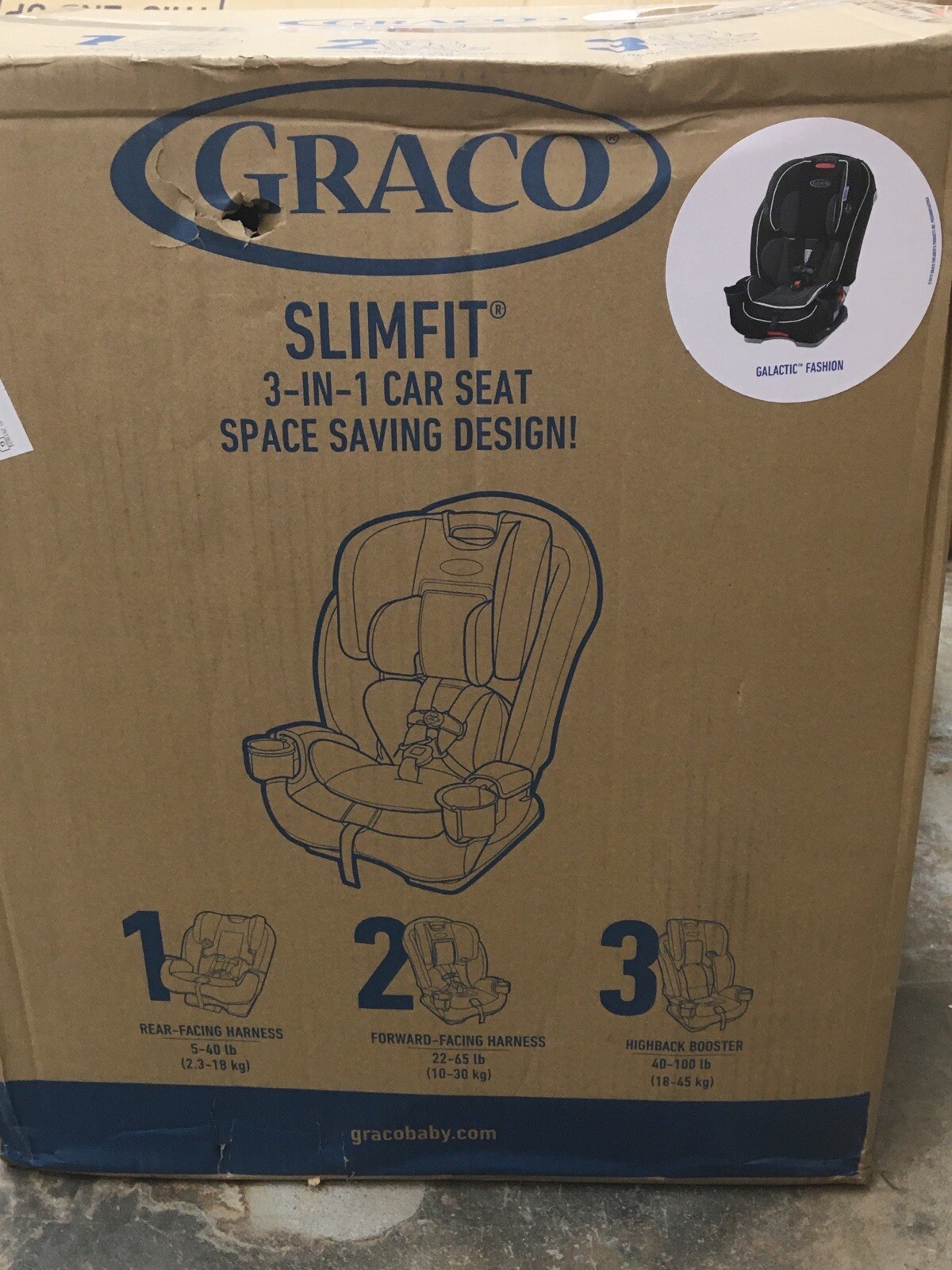 Graco Baby SlimFit 3-in-1 Convertible Car Seat Infant Child Booster Galac NEW Graco Baby SlimFit 3-in-1 Convertible Car Seat Infant Child Booster Galac NEW
