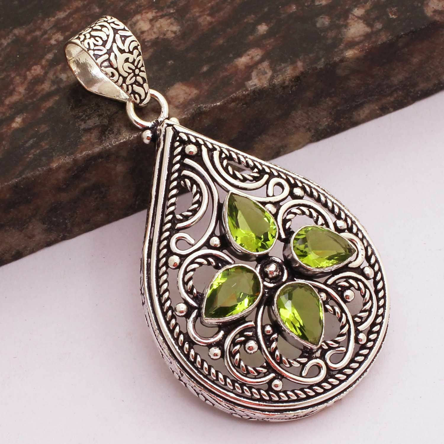 Peridot Ethnic Handmade Pendant Jewelry 2.48″ AP 37058 Peridot Ethnic Handmade Pendant Jewelry 2.48″ AP 37058