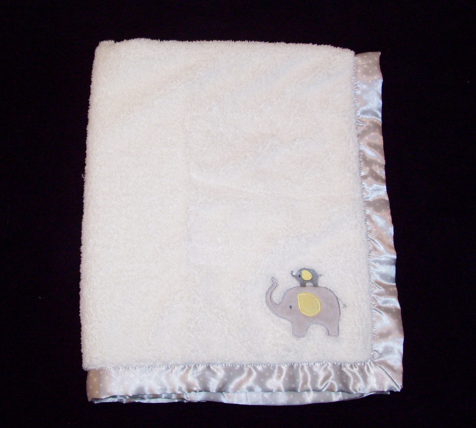 Carters Child of Mine Mom Baby Elephant Blanket White Gray Yellow Polka Dot Trim Carters Child of Mine Mom Baby Elephant Blanket White Gray Yellow Polka Dot Trim