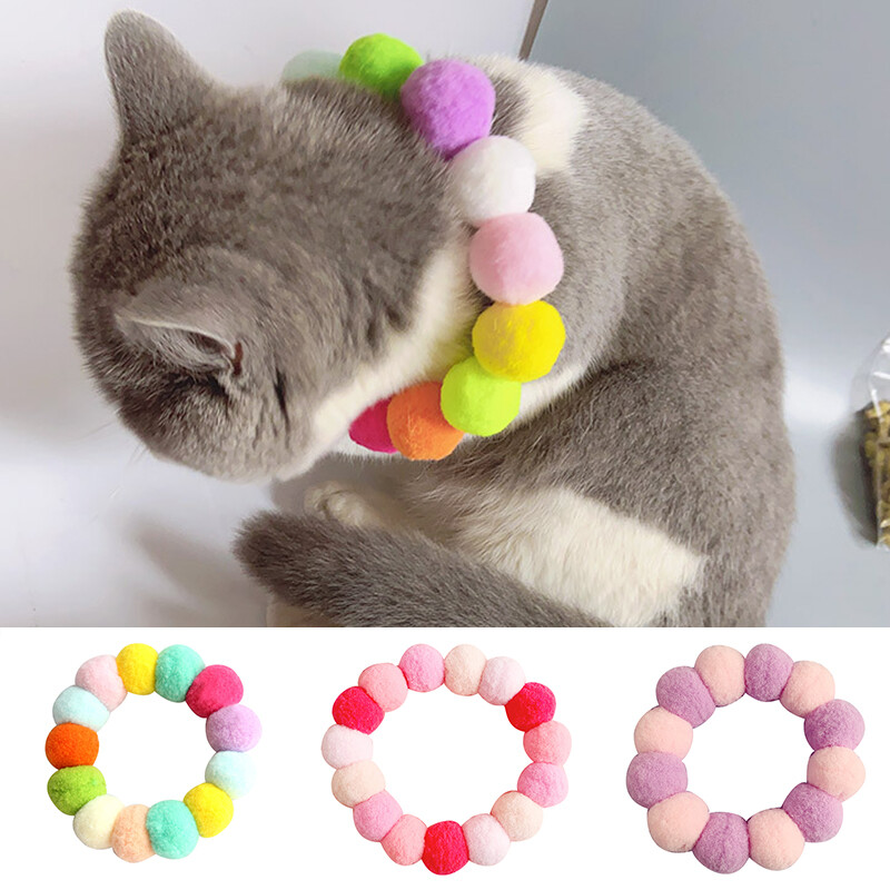 Pet Cat Colorful Ball Collar Adjustable Mixing Cute Sweet Necklace Neck Supplies Pet Cat Colorful Ball Collar Adjustable Mixing Cute Sweet Necklace Neck Supplies