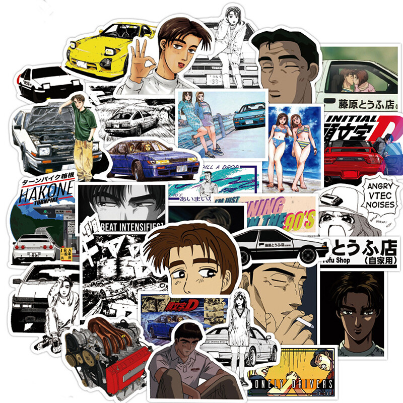 50PCS Initial D Stickers Laptop DIY Fridge Guitar Luggage Skateboard Car Bik Tk 50PCS Initial D Stickers Laptop DIY Fridge Guitar Luggage Skateboard Car Bik Tk