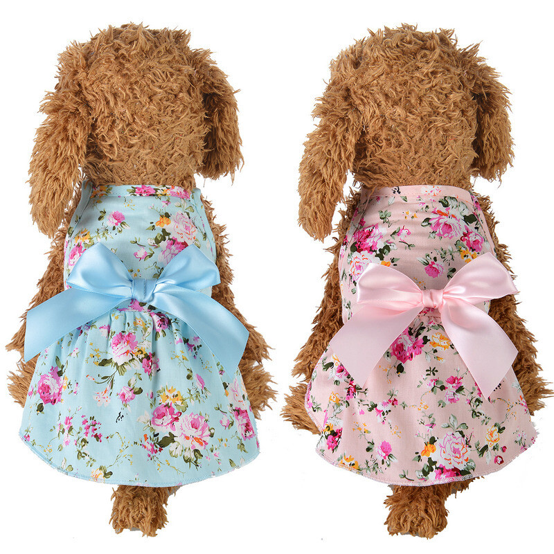 Pet Dog Sling Dress Clothes Floral Bow Princess Skirt Puppy Cat Dress Teddy York Pet Dog Sling Dress Clothes Floral Bow Princess Skirt Puppy Cat Dress Teddy York