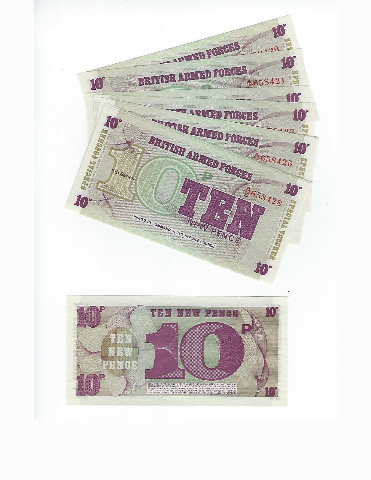 GREAT BRITAIN 10 NEW PENCE BRITISH ARMED FORCES VOUCHER 6TH SERIES 10 PCS GREAT BRITAIN 10 NEW PENCE BRITISH ARMED FORCES VOUCHER 6TH SERIES 10 PCS