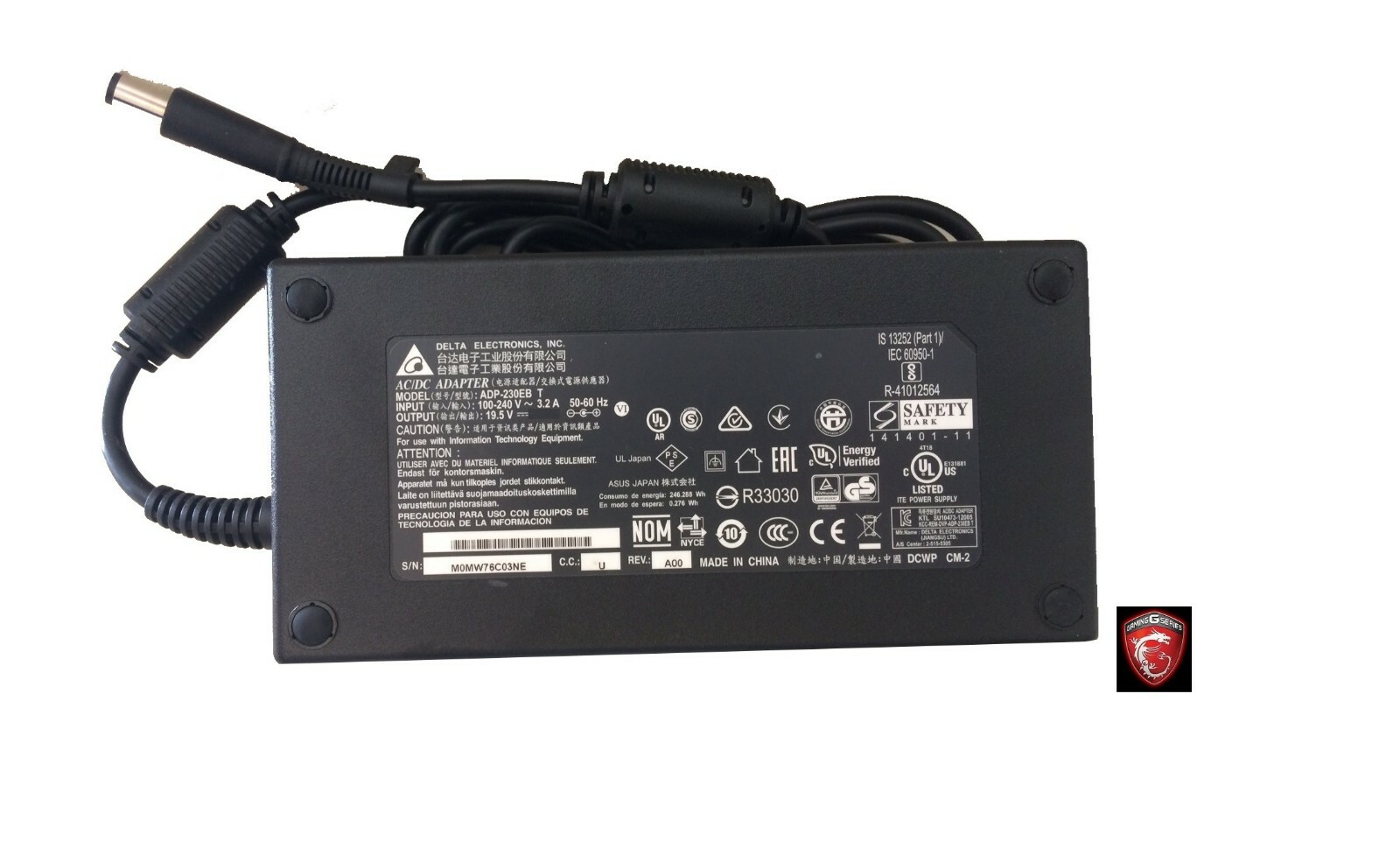 AC Adapter Charger for MSI GE75 Raider 10SF-446US Gaming Laptop
