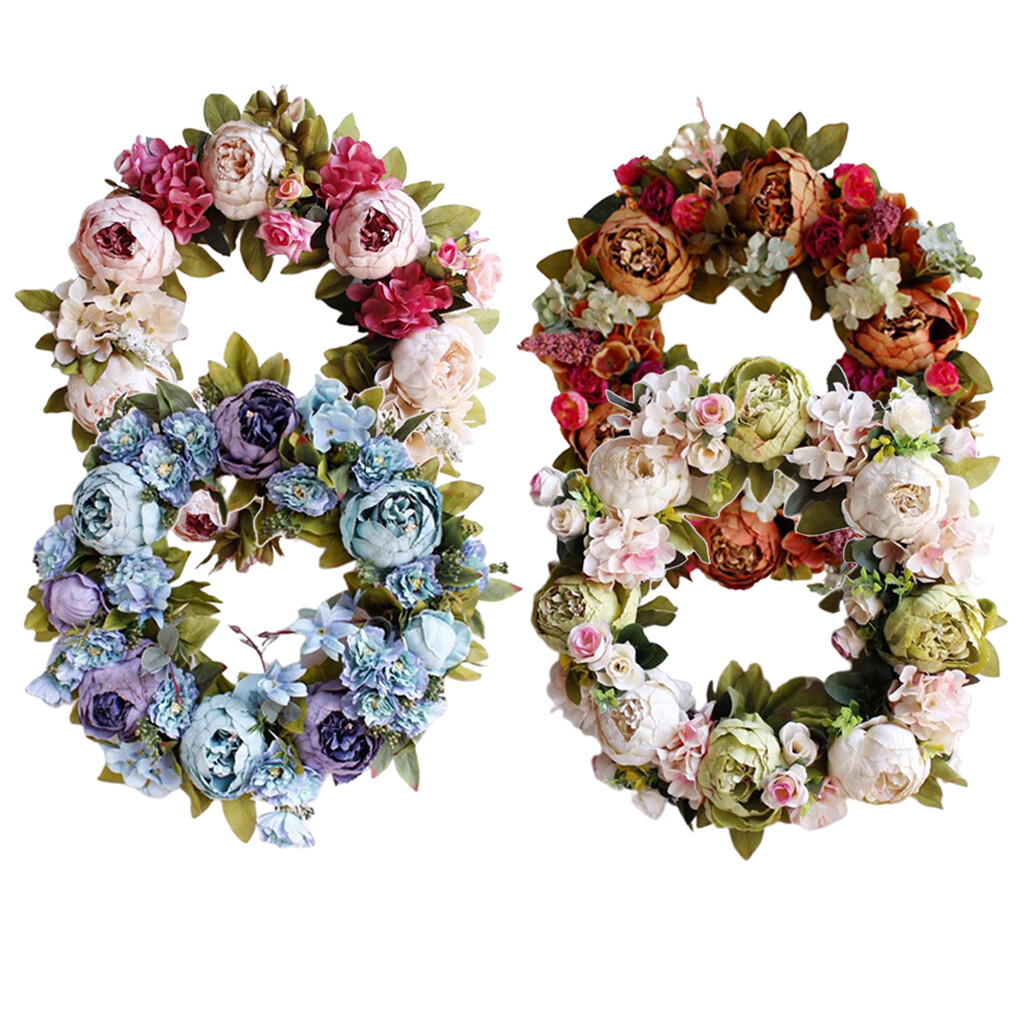Artificial Flower Wreath Handmade Floral Garland for Home Front Door Window Artificial Flower Wreath Handmade Floral Garland for Home Front Door Window