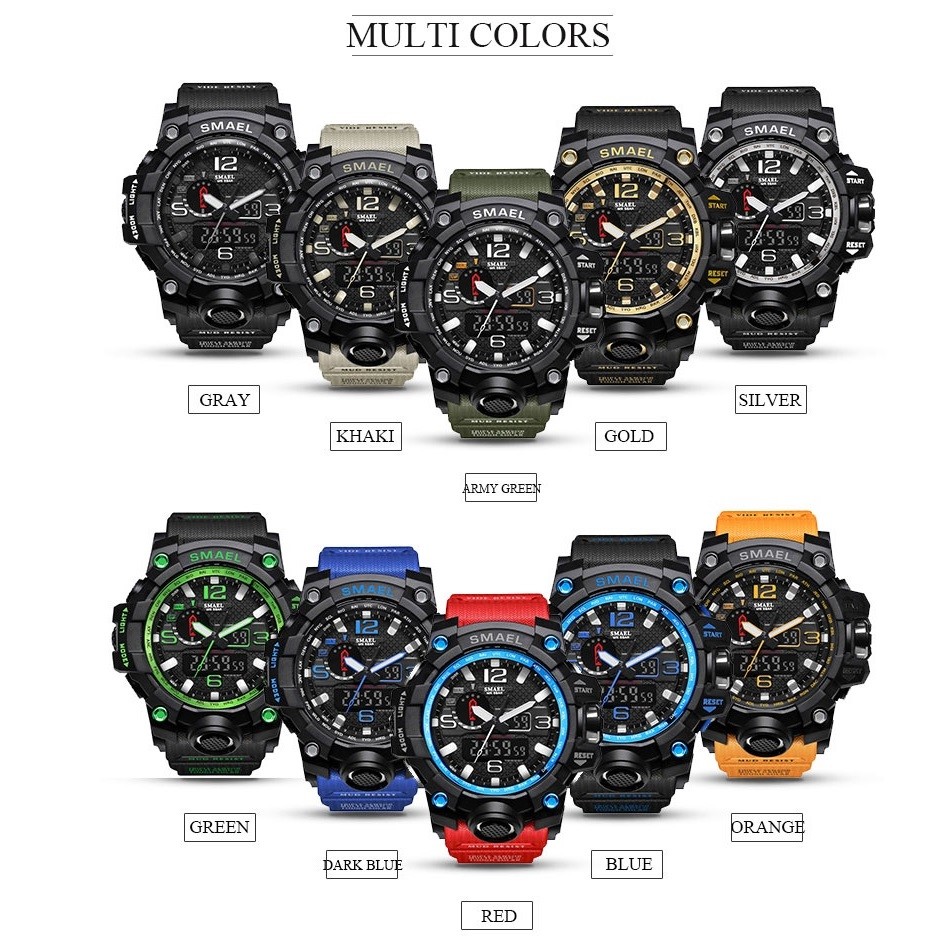 SMAEL Waterproof Sports Military Watches S Shock Men’s Quartz Digital Watch SMAEL Waterproof Sports Military Watches S Shock Men’s Quartz Digital Watch