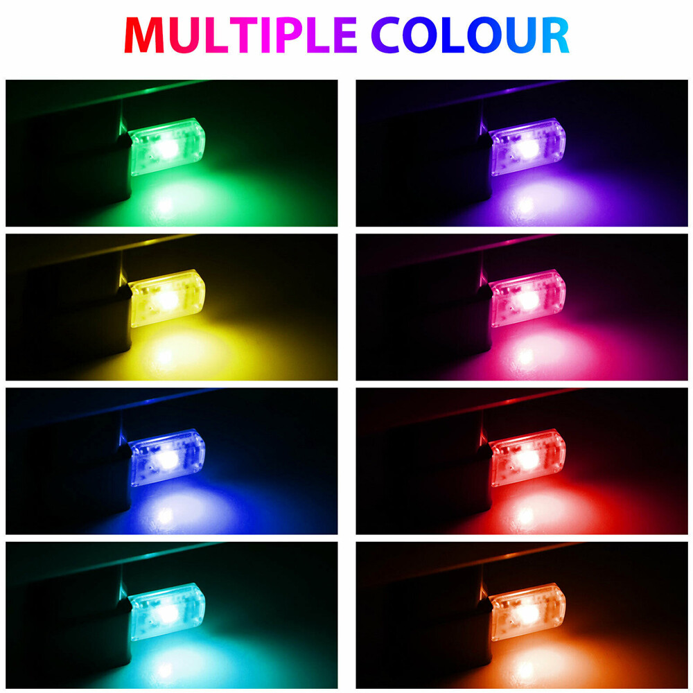 3x LED USB Car Interior Light Touch Key Atmosphere Ambient Lamp Auto Accessories