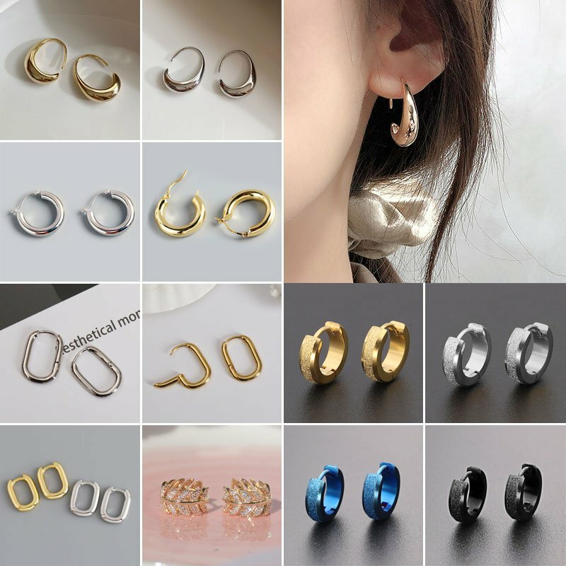 Fashion New Punk Stainless Steel Earrings Ear Hoop Women Men Party Jewelry Gift Fashion New Punk Stainless Steel Earrings Ear Hoop Women Men Party Jewelry Gift