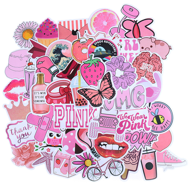 50Pcs Cartoon Pink Girls Stickers DIY Suitcase Laptop Guitar Bicycle Car DecH2 50Pcs Cartoon Pink Girls Stickers DIY Suitcase Laptop Guitar Bicycle Car DecH2