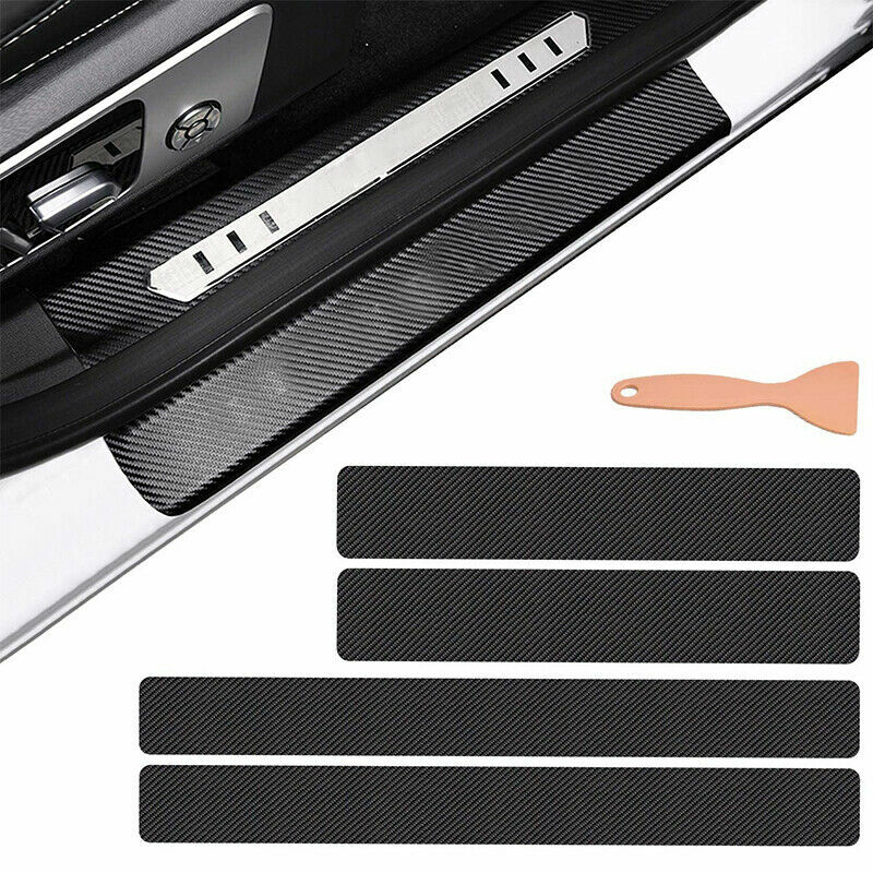 4pcs Anti-Kick Carbon Fiber Car Accessories Door Sill Scuff Protector Stickers 4pcs Anti-Kick Carbon Fiber Car Accessories Door Sill Scuff Protector Stickers