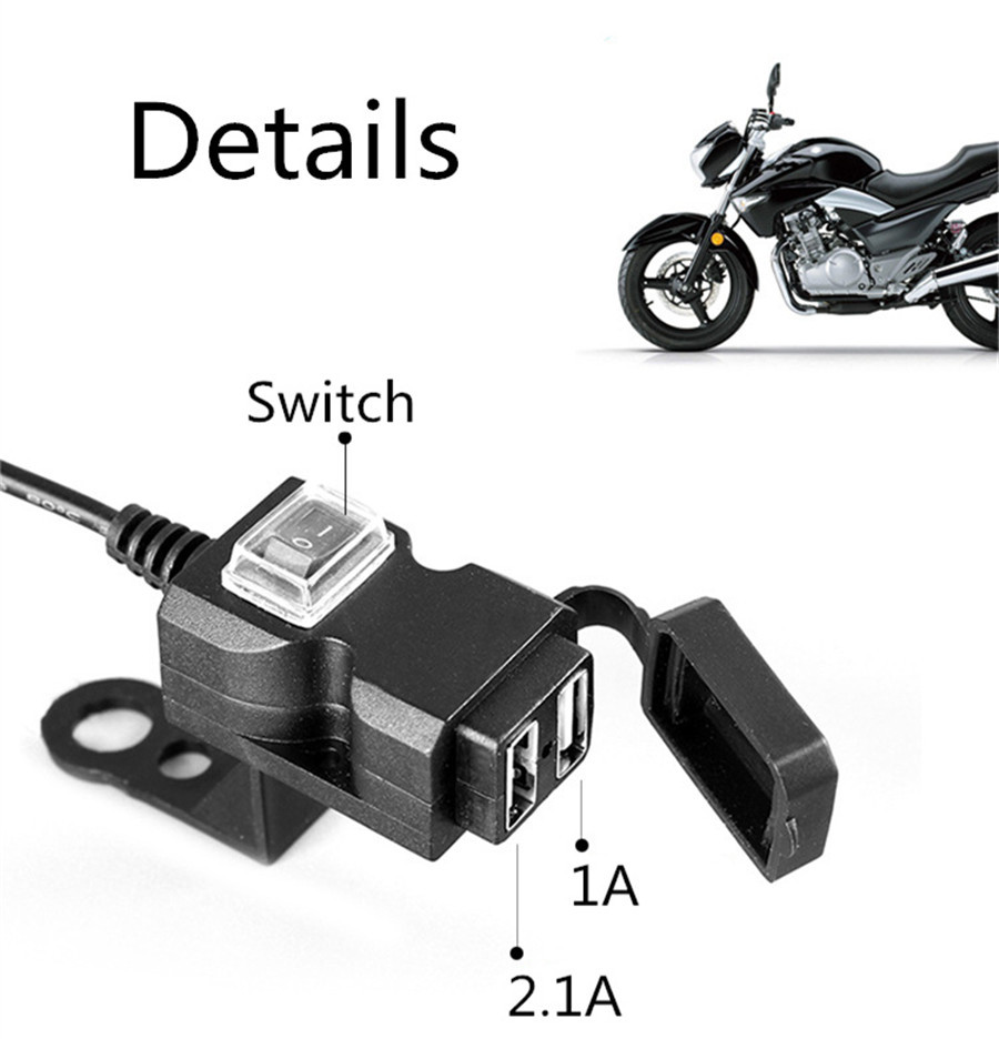 1x Motorcycle USB Charger with Mounting Accessories Synthetic Plastics 12V-24V 1x Motorcycle USB Charger with Mounting Accessories Synthetic Plastics 12V-24V
