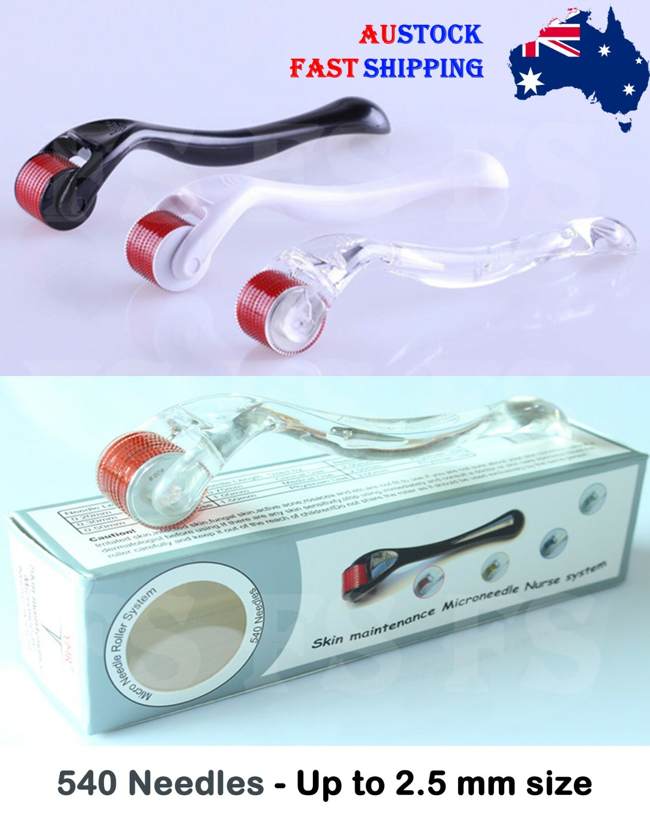 DERMA ROLLER TITANIUM MICRO NEEDLE SKIN 540 NEEDLES SCARS ANTI AGING DERMAROLLER