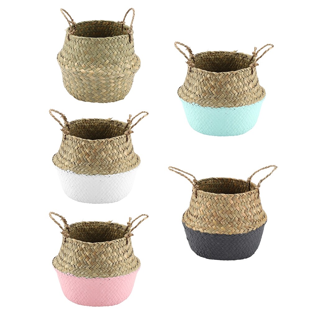 Woven Basket Plant Pot Seagrass Baskets Belly Storage Bag Garden Home Decors Woven Basket Plant Pot Seagrass Baskets Belly Storage Bag Garden Home Decors