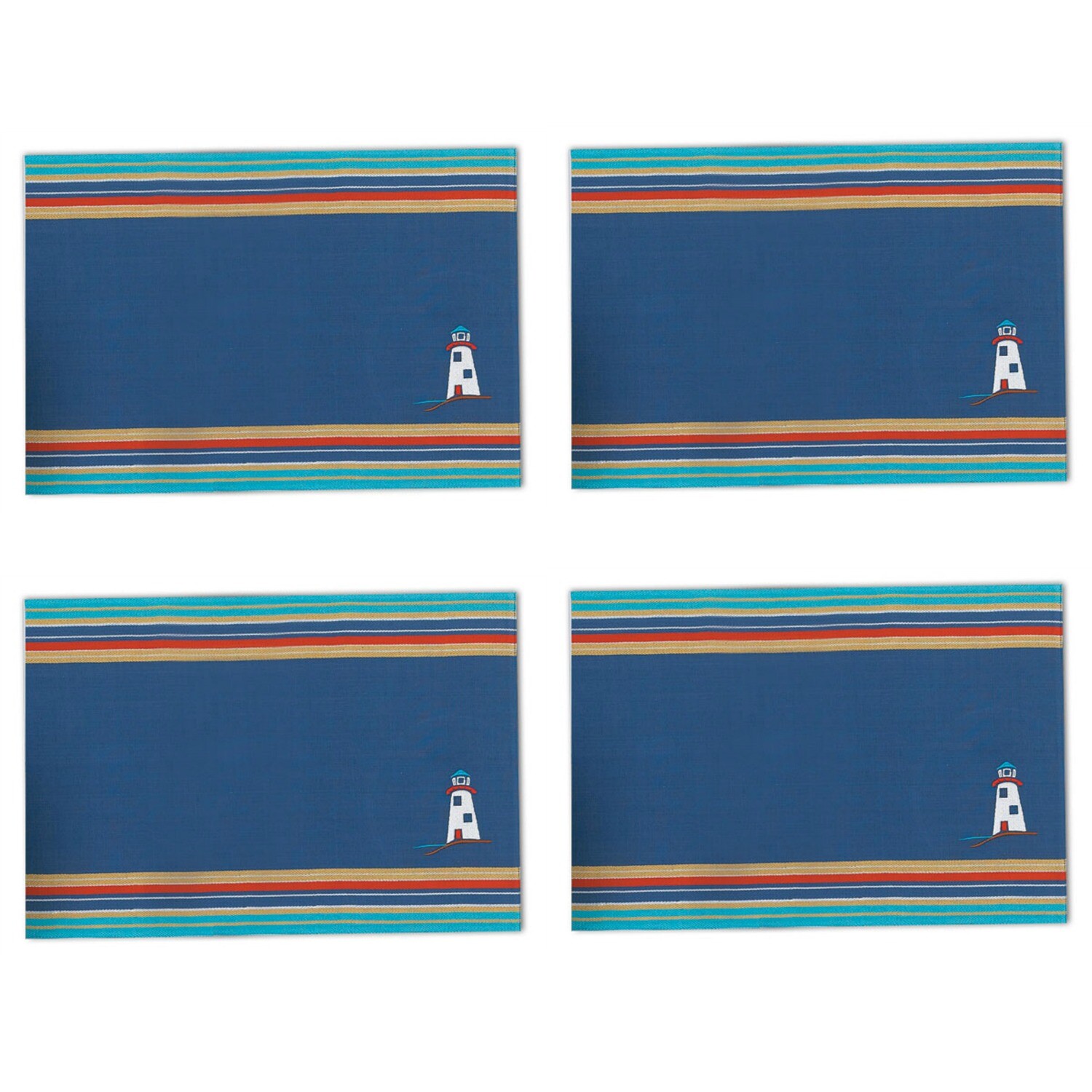 Lighthouse Embroidered Fabric Kitchen Dining Placemats Set of 4 Kay Dee