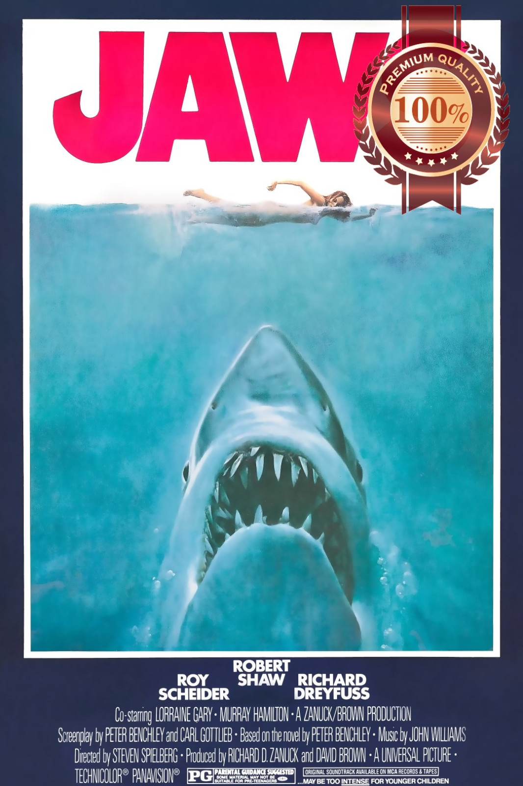 JAWS 1 1975 70s CLASSIC OFFICIAL ORIGINAL MOVIE FILM PRINT PREMIUM POSTER JAWS 1 1975 70s CLASSIC OFFICIAL ORIGINAL MOVIE FILM PRINT PREMIUM POSTER