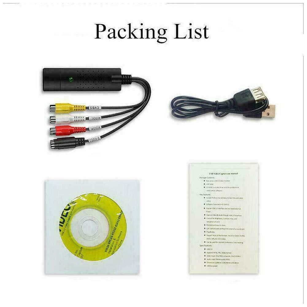 USB 2.0 Audio TV Video VHS to PC DVD VCR Converter Card C52A Easy Capture P9D7