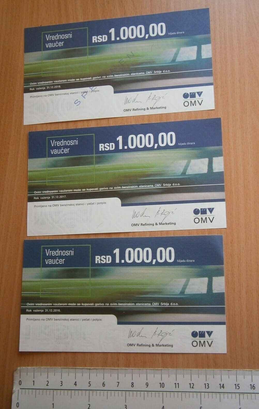 2016 2017 ’18 OMV AUSTRIA SERBIA SPECIMEN OIL GAS PETROL AUTO LOT COUPON VOUCHER 2016 2017 ’18 OMV AUSTRIA SERBIA SPECIMEN OIL GAS PETROL AUTO LOT COUPON VOUCHER