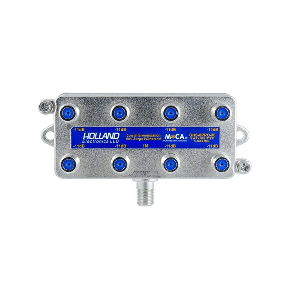 GHS-8PRO-M CATV MoCA Rated 8-Way Splitter – Holland Electronics – NEW 5-1675 MHz GHS-8PRO-M CATV MoCA Rated 8-Way Splitter – Holland Electronics – NEW 5-1675 MHz