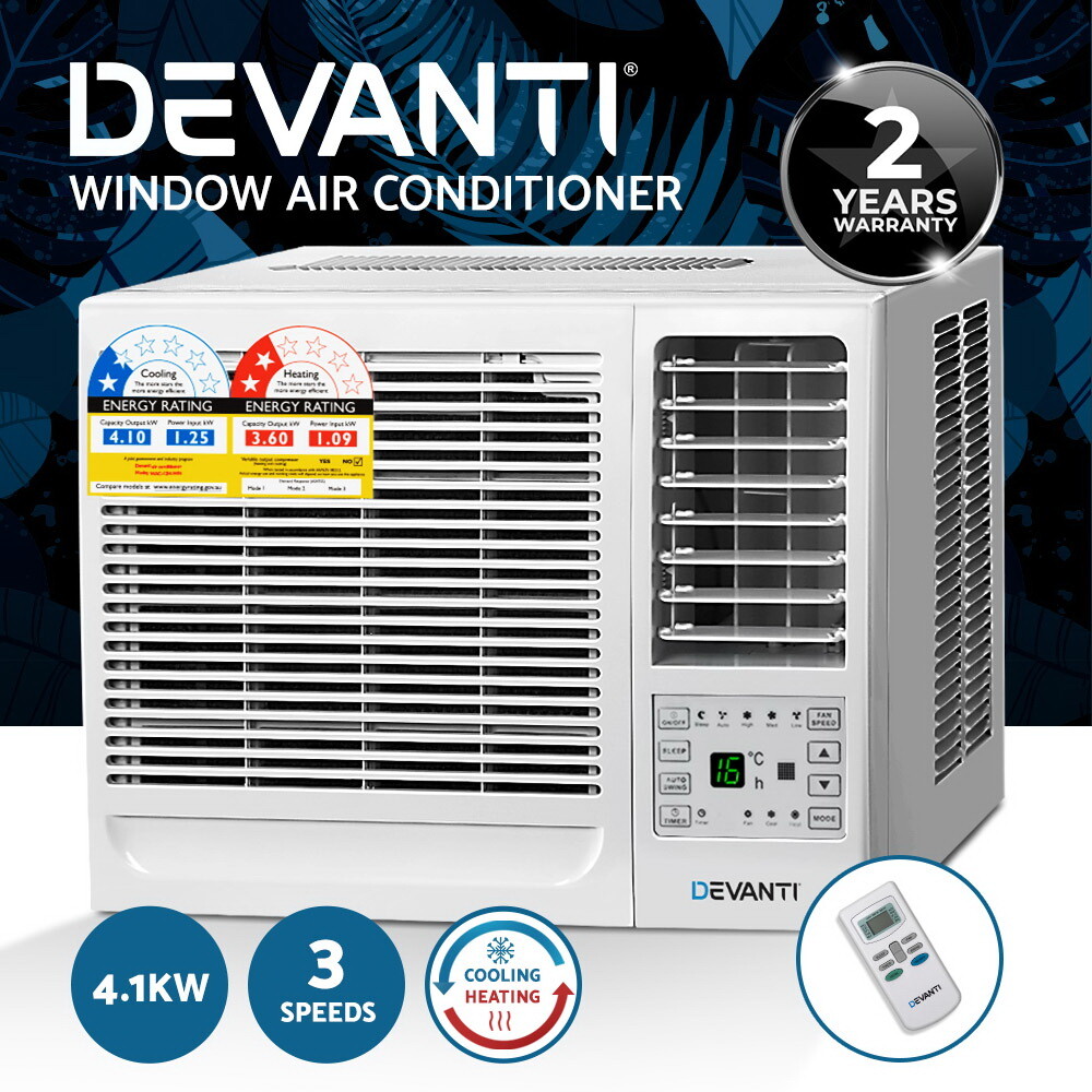 Devanti Window Air Conditioner Reverse Cycle 4.1kW Wall Heater Heating Winter Devanti Window Air Conditioner Reverse Cycle 4.1kW Wall Heater Heating Winter