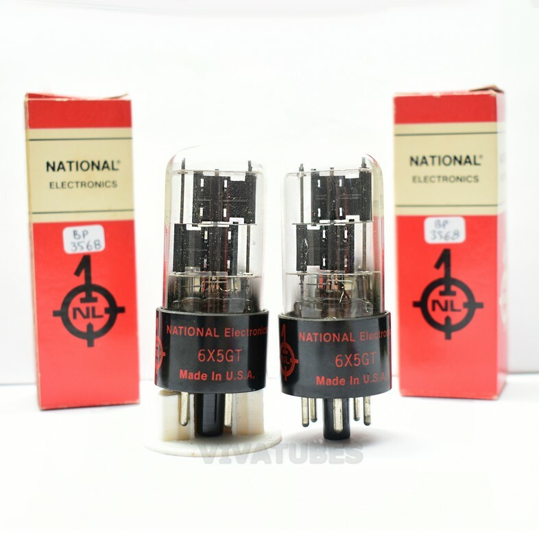 True NOS NIB Matched Pair National Electronics USA 6X5GT/G Black PL 3 Mica Tubes True NOS NIB Matched Pair National Electronics USA 6X5GT/G Black PL 3 Mica Tubes