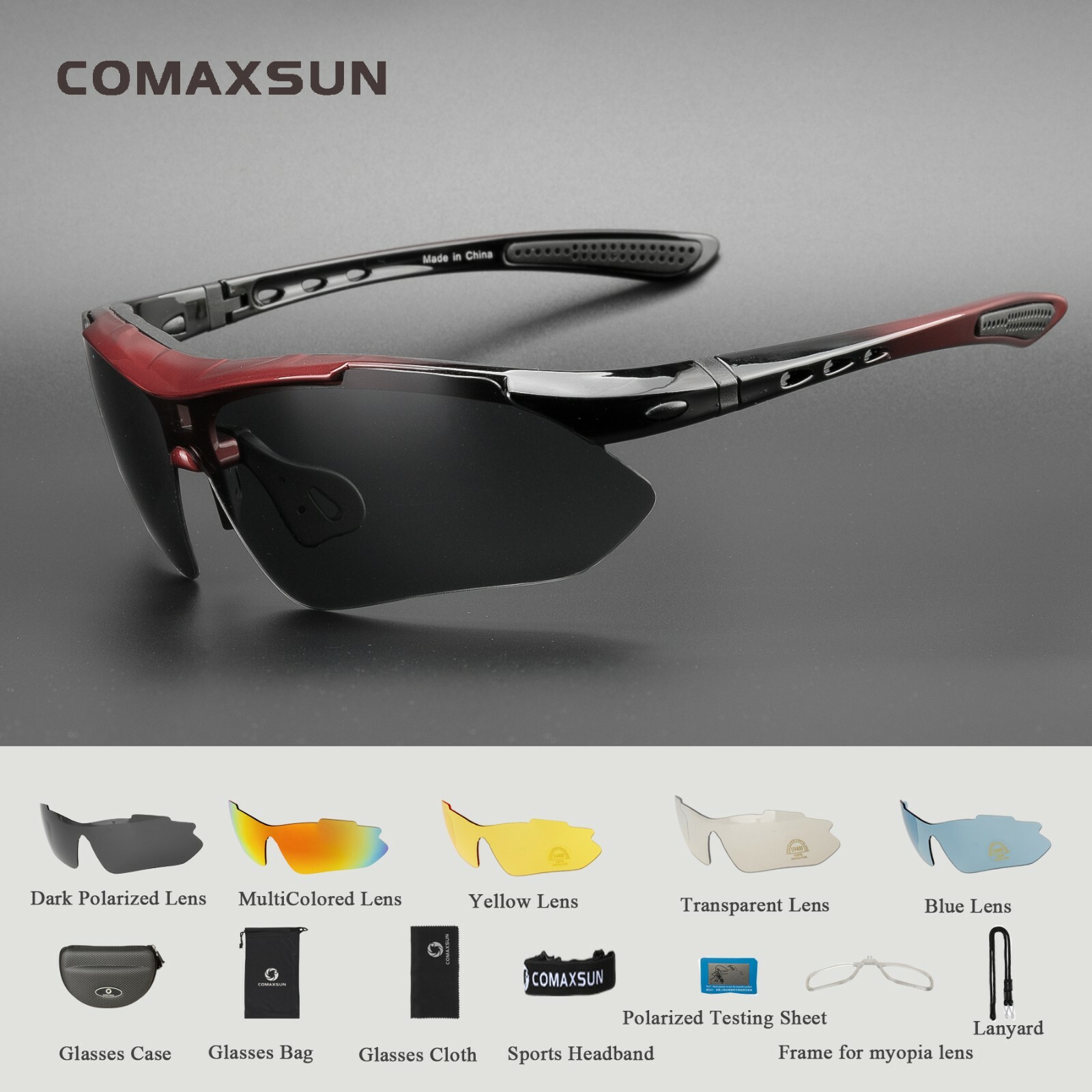 COMAXSUN Bike Professional Polarized Cycling Glasses Sports Sunglasses UV400 COMAXSUN Bike Professional Polarized Cycling Glasses Sports Sunglasses UV400