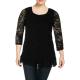 Style & Co. Womens Black Lace Chiffon Trim Dress Top Blouse 0693 Style & Co. Womens Black Lace Chiffon Trim Dress Top Blouse 0693