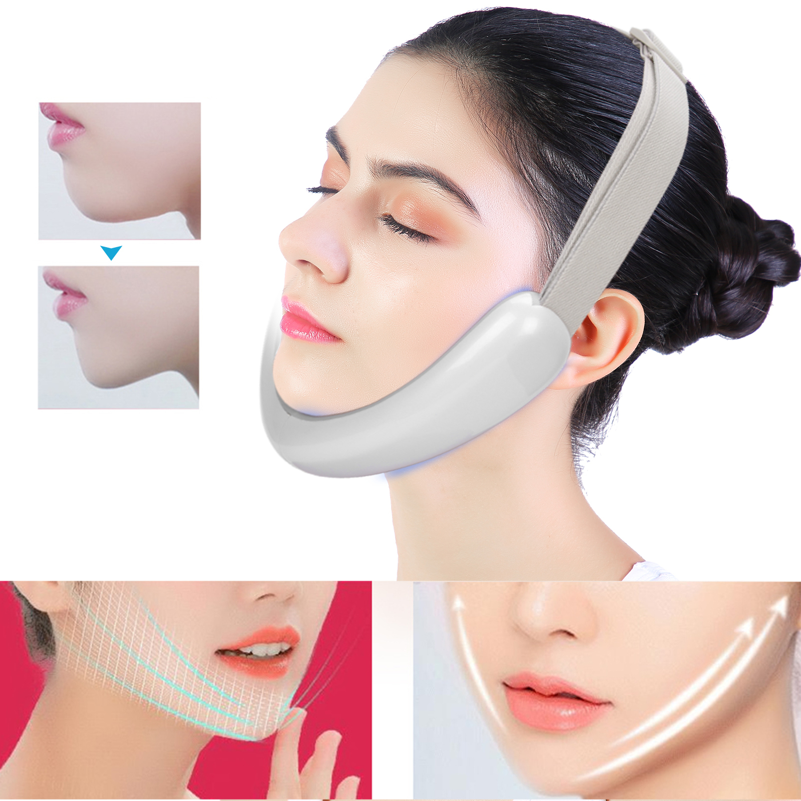 TENS EMS Beauty V Face Machine Electric Vibration Light Therapy Lifting Firming