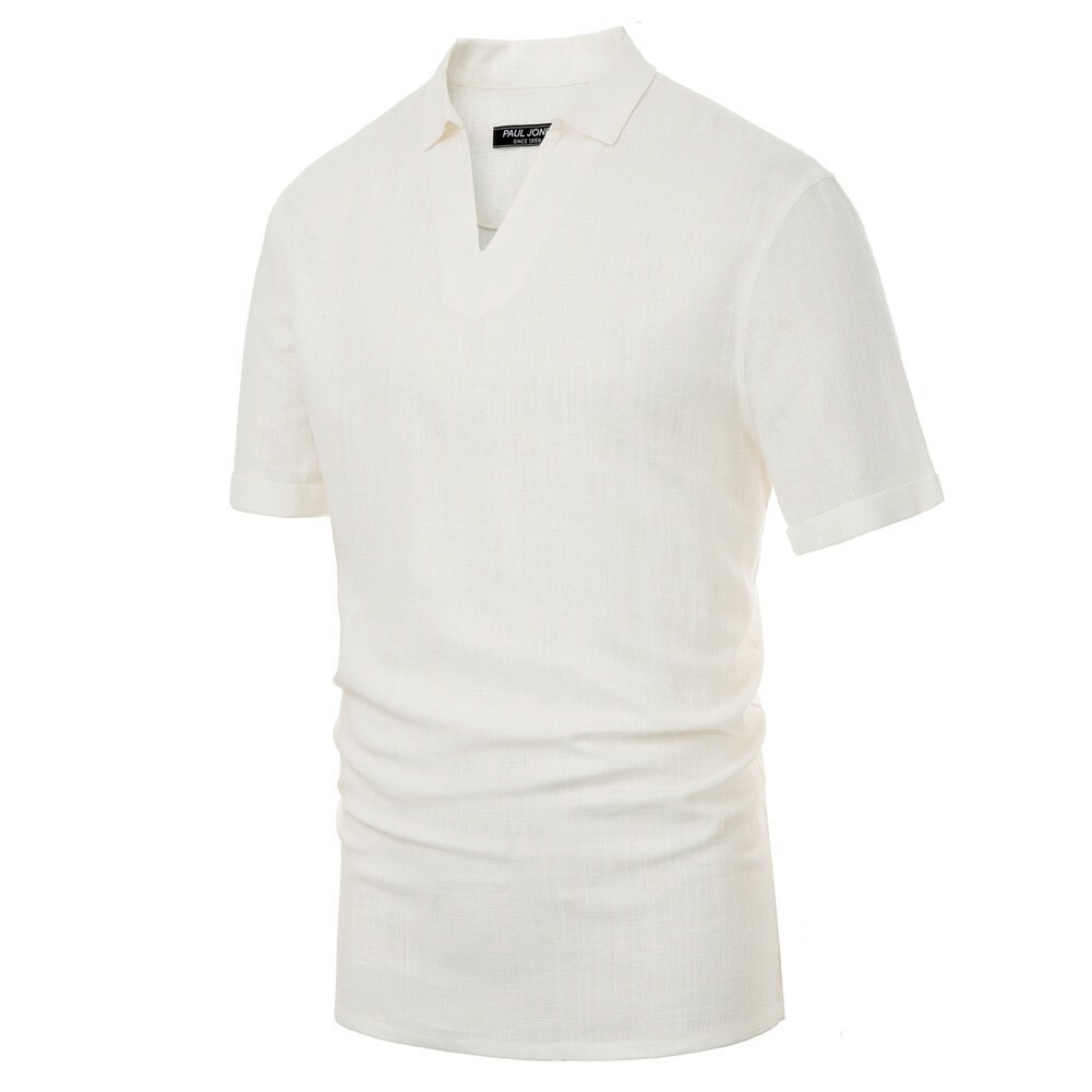 Breathable Men’s shirts Short Sleeve Collar Rayon+Linen Quality Fashion