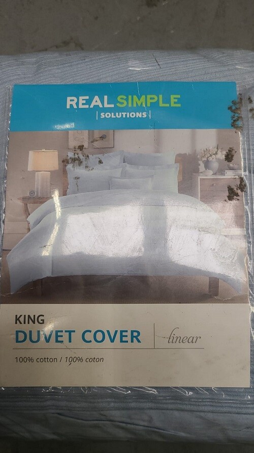 Real Simple Bed Bath & Beyond King Size Duvet Cover Linear 100% Cotton Bedding Real Simple Bed Bath & Beyond King Size Duvet Cover Linear 100% Cotton Bedding
