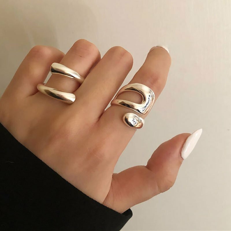 Fashion 925 Silver Irregular Geometric Adjustable Finger Ring Women Jewelry Hot Fashion 925 Silver Irregular Geometric Adjustable Finger Ring Women Jewelry Hot