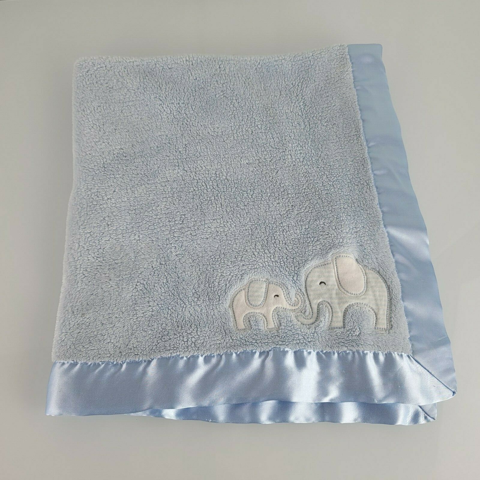 Carters Blue 2 Two Elephant Baby Blanket Stripe Satin Trim Plush Mom Dad Lovey Carters Blue 2 Two Elephant Baby Blanket Stripe Satin Trim Plush Mom Dad Lovey