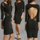 Womens Club Party Mesh See Through Panel 3/4 Sleeve Pencil Short Dress Medium Womens Club Party Mesh See Through Panel 3/4 Sleeve Pencil Short Dress Medium