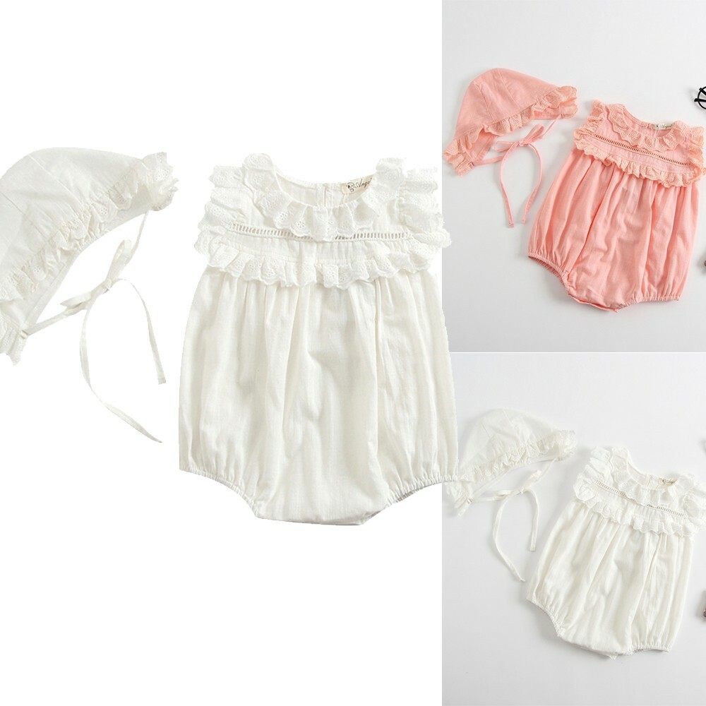 Summer Newborn Baby Girls Ruched Solid Romper Sunsuit Hat Bodysuit Outfit Sets Summer Newborn Baby Girls Ruched Solid Romper Sunsuit Hat Bodysuit Outfit Sets