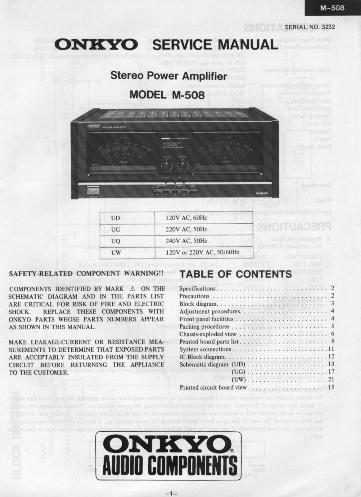 LOT OF 8 ONKYO ELECTRONICS SERVICE MANUALS LOT OF 8 ONKYO ELECTRONICS SERVICE MANUALS