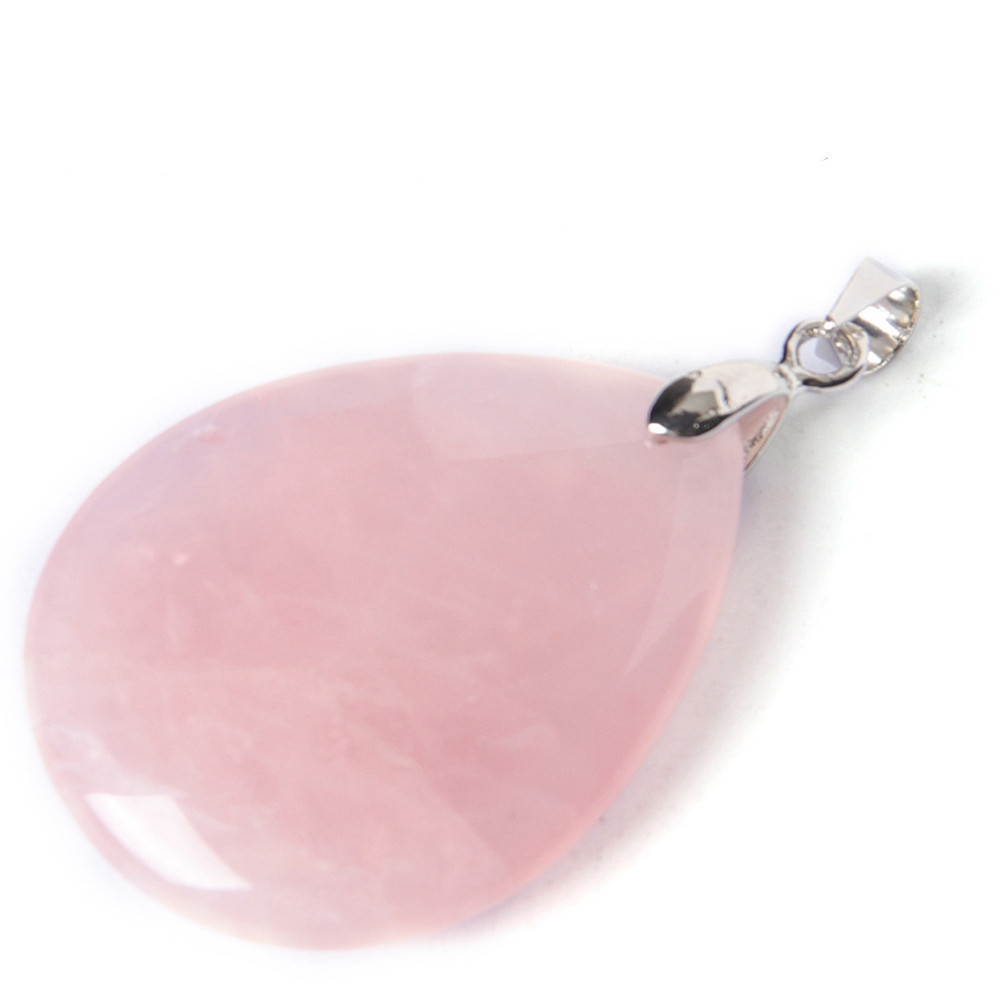 Teardrop Style 100% Genuine Huge Rose Quartz Gemstone Silver Necklace Pendants