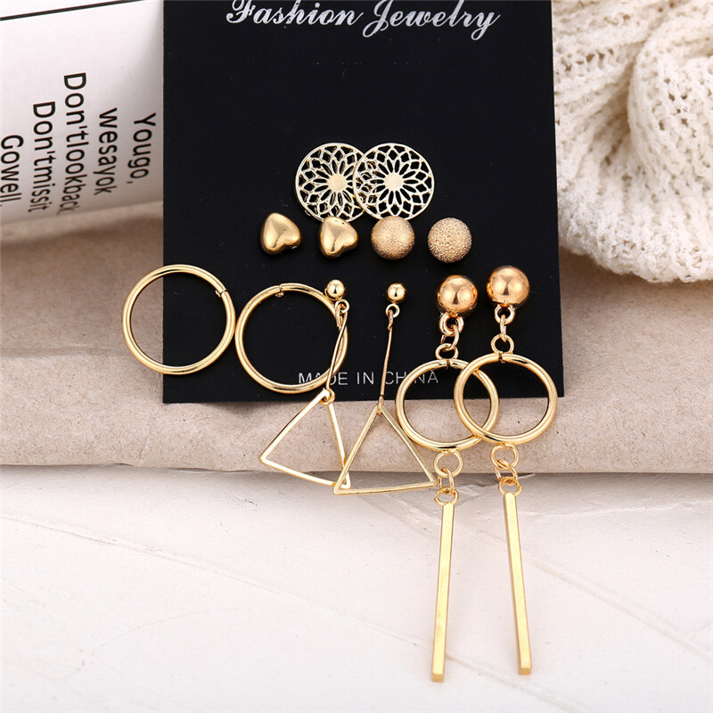 6Pairs/Set Elegant Women Geometric Earrings Ear Stud Fashion Jewelry Gifts New 6Pairs/Set Elegant Women Geometric Earrings Ear Stud Fashion Jewelry Gifts New