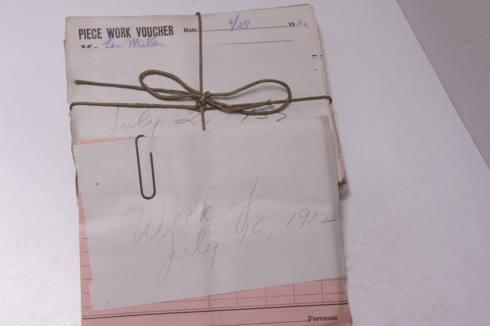 July 16 1932 Lamson Goodnow Piece Work Voucher Maunfacturing Pay Ephemera E42G July 16 1932 Lamson Goodnow Piece Work Voucher Maunfacturing Pay Ephemera E42G