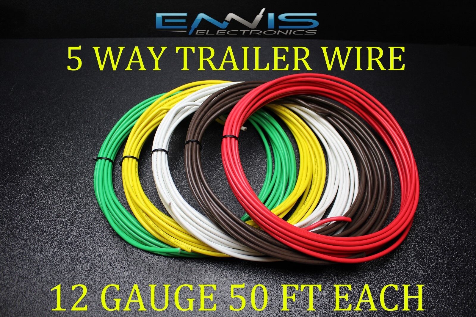 12 GAUGE WIRE ENNIS ELECTRONICS 5 WAY TRAILER LIGHT 50 FT EACH PRIMARY CABLE 12 GAUGE WIRE ENNIS ELECTRONICS 5 WAY TRAILER LIGHT 50 FT EACH PRIMARY CABLE