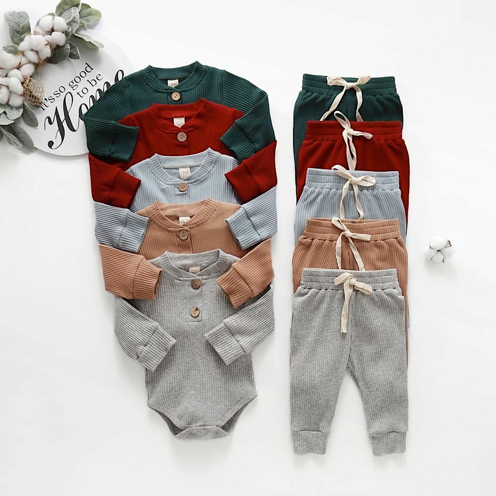 Baby Unisex Spring Autumn Ribbed Solid Clothes Sets Long Sleeve Infant Bodysuits Baby Unisex Spring Autumn Ribbed Solid Clothes Sets Long Sleeve Infant Bodysuits