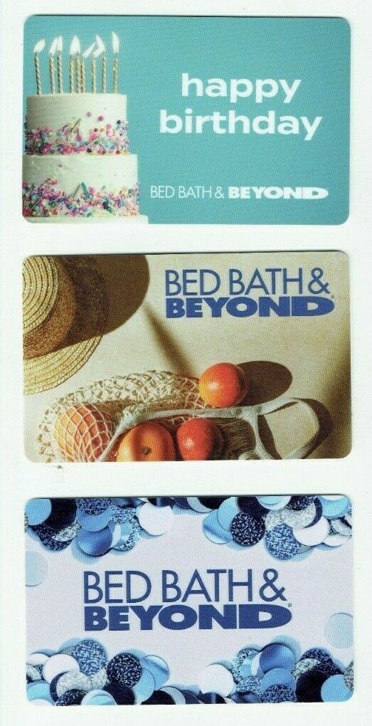 Bed Bath & Beyond Gift Card LOT of 3 – Apples, Hat, Birthday Cake – No Value Bed Bath & Beyond Gift Card LOT of 3 – Apples, Hat, Birthday Cake – No Value