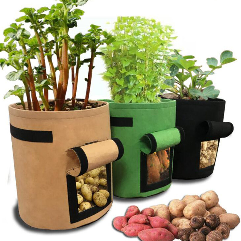 10 Gallon Plant Potato grow Bags pot flower fabric tomato veg garden planter 10 Gallon Plant Potato grow Bags pot flower fabric tomato veg garden planter