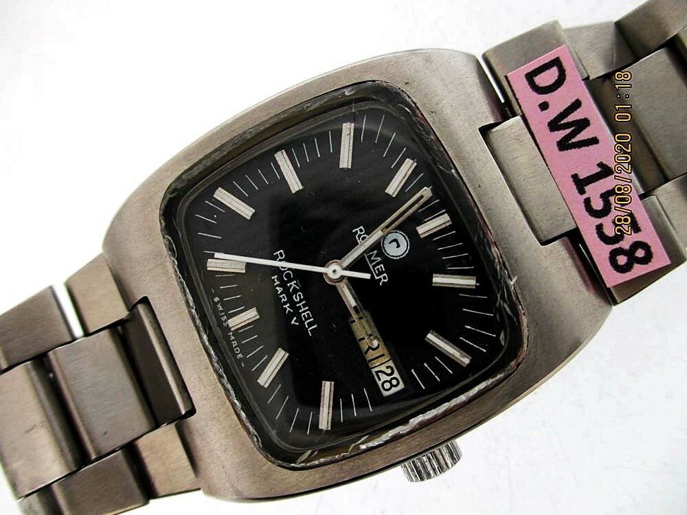 RARE ROAMER ROCKSHELL MARK V DAY DATE MENS SS AUTO 1558 EU SHIP SERVICED WATCH RARE ROAMER ROCKSHELL MARK V DAY DATE MENS SS AUTO 1558 EU SHIP SERVICED WATCH