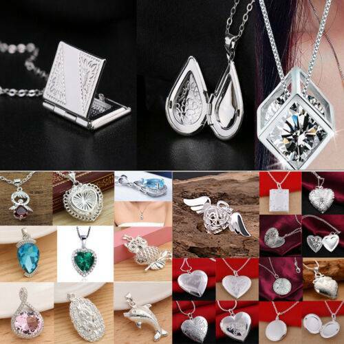 Women Fashion 925 Silver Pendant Necklace Chain Wedding Jewelry Gift Women Fashion 925 Silver Pendant Necklace Chain Wedding Jewelry Gift