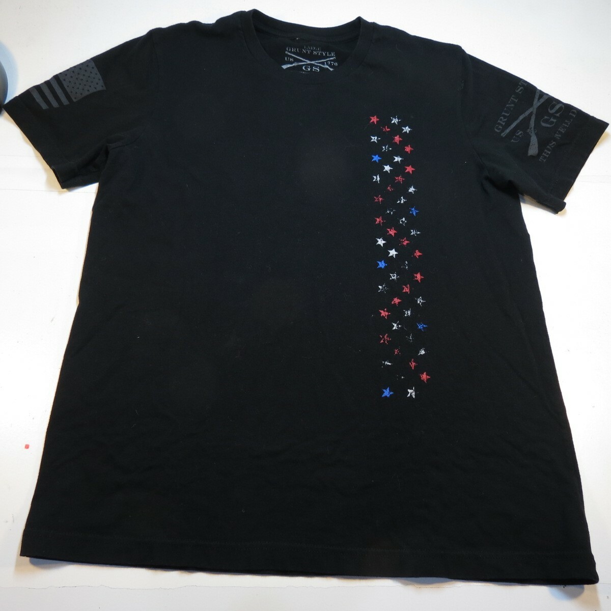 GRUNT STYLE STARS USA AMERICAN FLAG THIS WE’LL DEFEND TEE T SHIRT Sz Mens L GRUNT STYLE STARS USA AMERICAN FLAG THIS WE’LL DEFEND TEE T SHIRT Sz Mens L