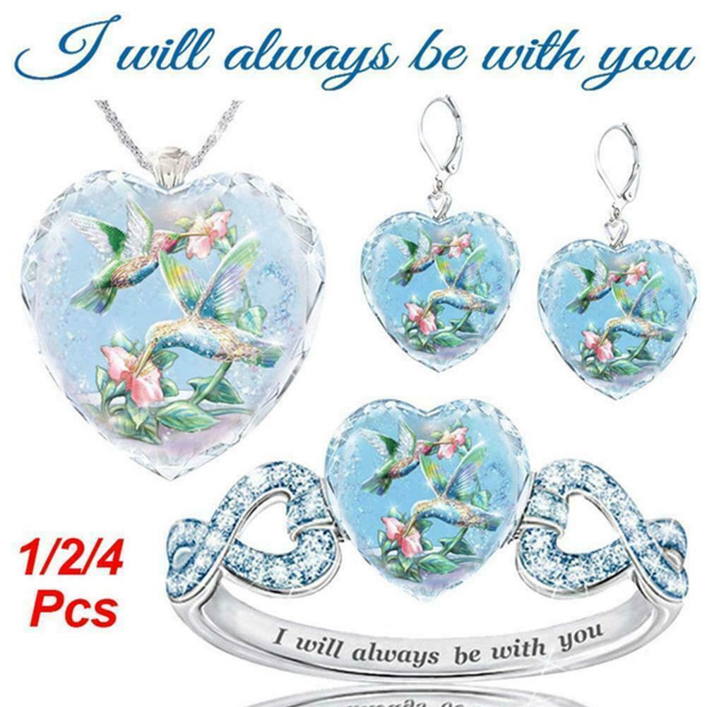 Flower Crystal Heart Necklace/Earrings / Ring Women Gift G8S3 Flower Crystal Heart Necklace/Earrings / Ring Women Gift G8S3