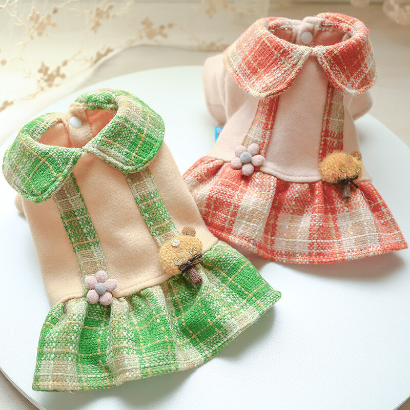 Small Medium Dog Clothes Classic Plaid Strap Dress Pet Puppy Cat Winter Apparel Small Medium Dog Clothes Classic Plaid Strap Dress Pet Puppy Cat Winter Apparel