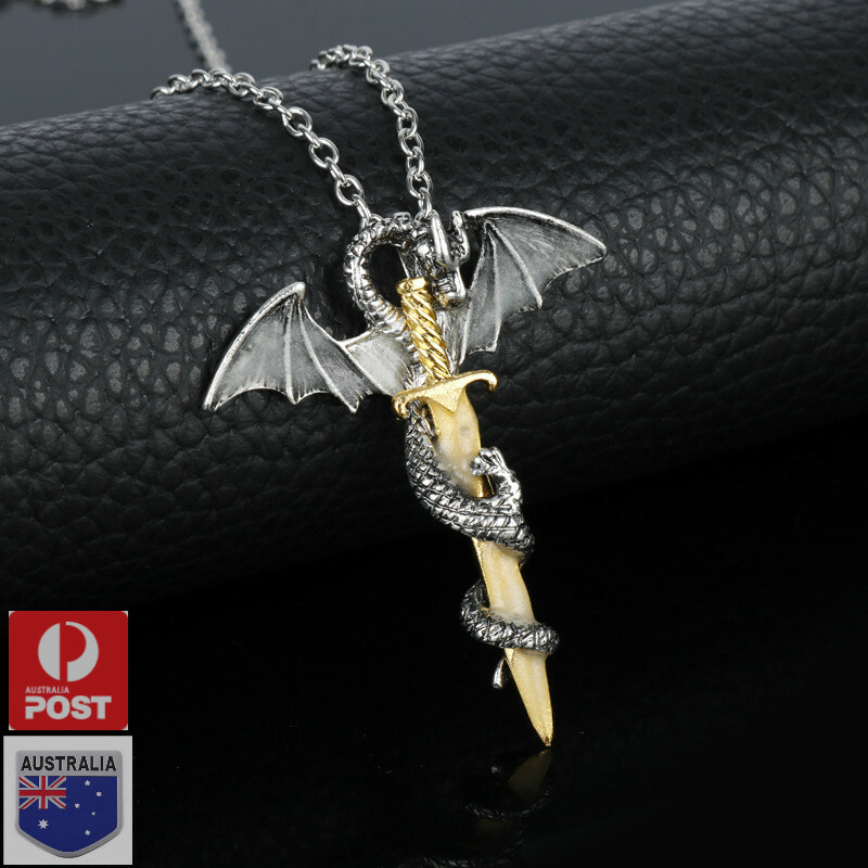 Fashion Dragon Sword Necklace Glow in the Dark Pendants Silver Chain Jewelry Fashion Dragon Sword Necklace Glow in the Dark Pendants Silver Chain Jewelry