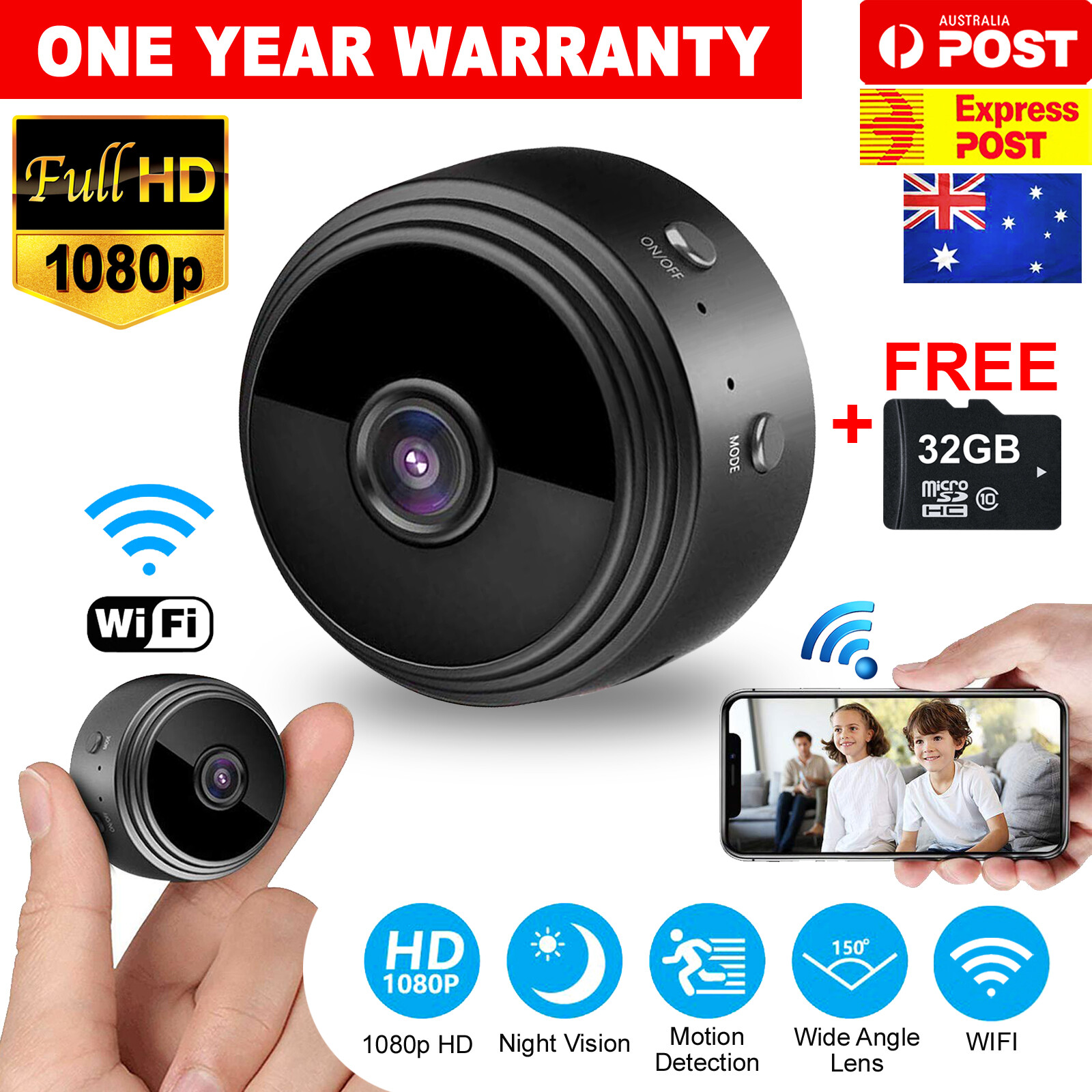 AU 1080P HD Mini Wifi Wireless IP Hidden Spy Camera Security Cam Network Monitor AU 1080P HD Mini Wifi Wireless IP Hidden Spy Camera Security Cam Network Monitor