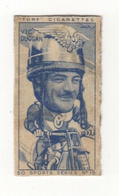 Sports 1949 Cigarette Card – Speedway, Vic Duggan Sports 1949 Cigarette Card – Speedway, Vic Duggan