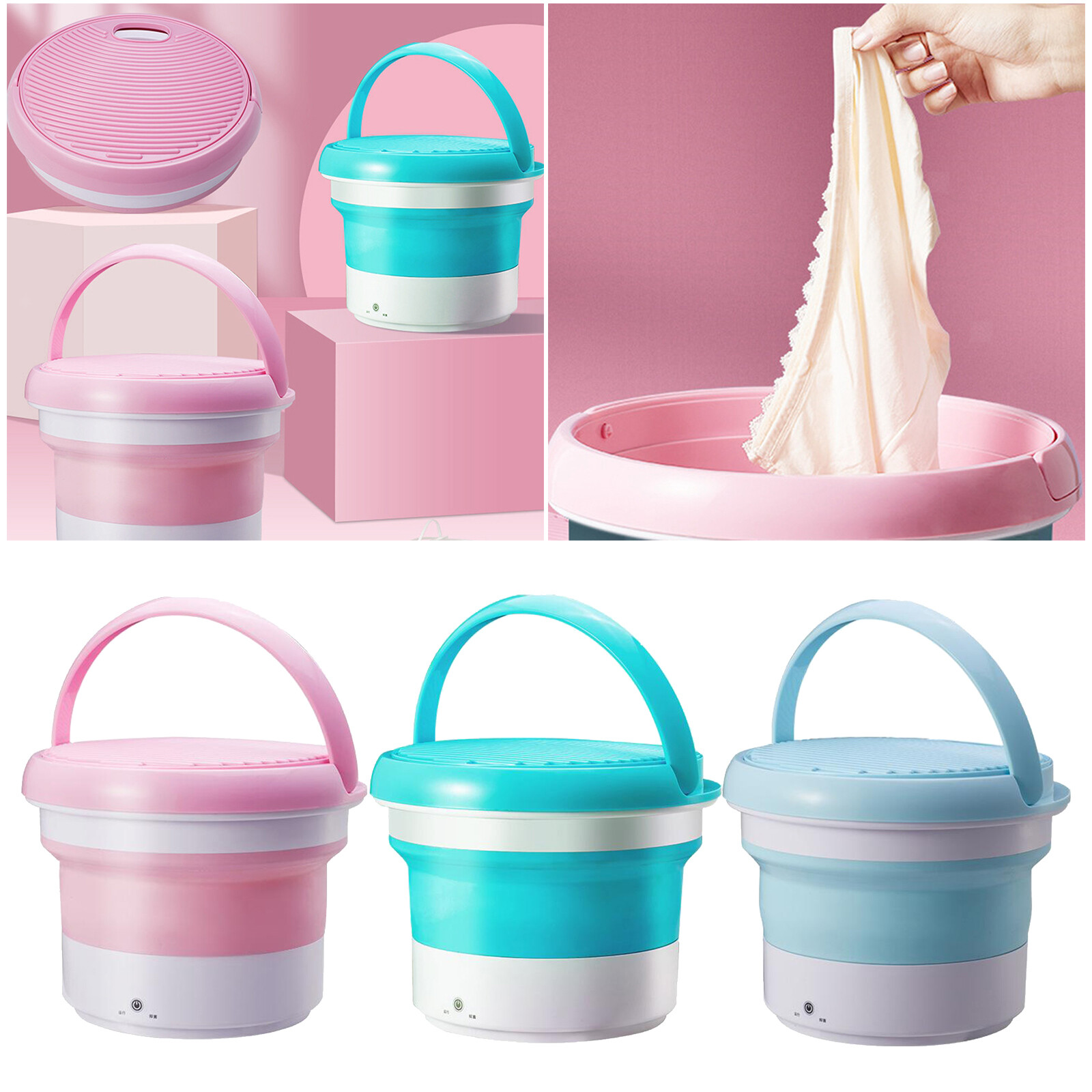 Ultrasonic Washing Machine Touch Control Camping Underwear Washing Bucket